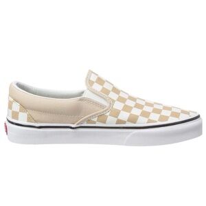 Vans Unsex Tan and White Checkerboard Slip-On Sneakers Men’s 5/ Women 6.5
